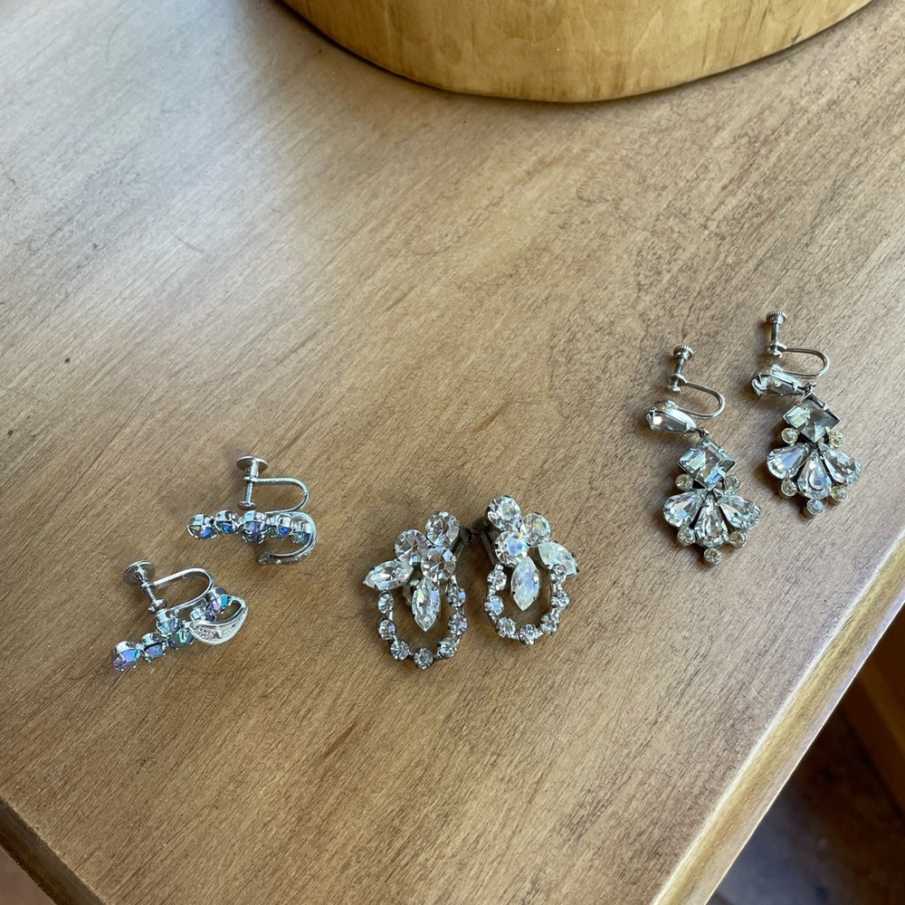 Three Pairs of Vintage Clip On Earrings